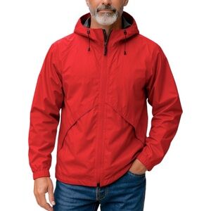 L.L. Bean Men’s Rain Jacket Windbreaker Red Medium Full Zip Hood